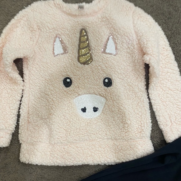 Girls fluffy Unicorn Sweater Jeggings outfit size 14 - Picture 5 of 6
